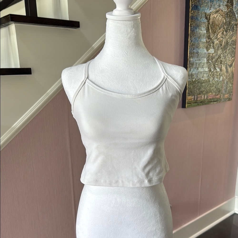 Beyond Yoga White Sleeveless Fitted Crop Camisole